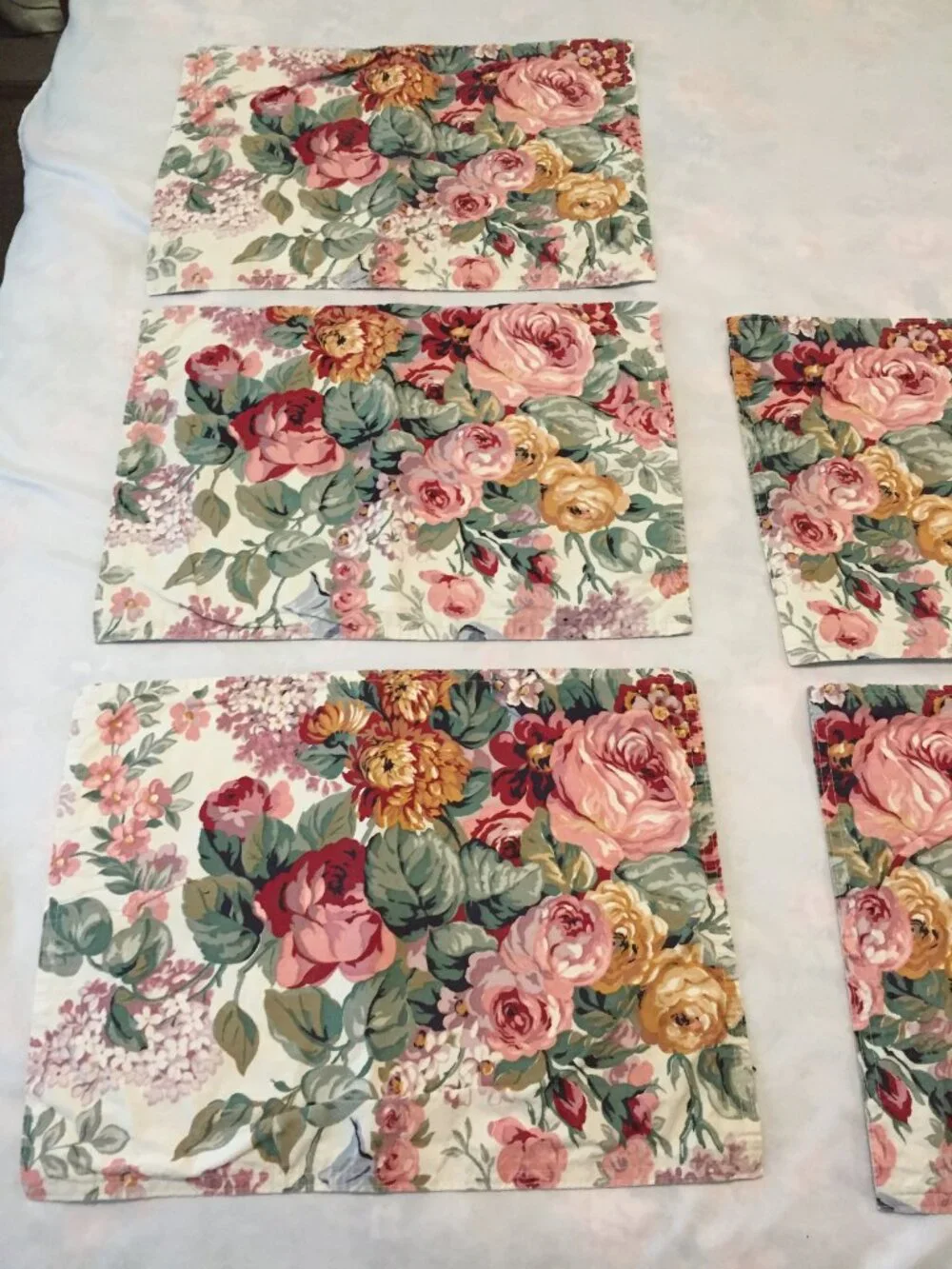 Set of 5 Vintage Ralph Lauren Allison Cottage Rose Floral Placemats  11